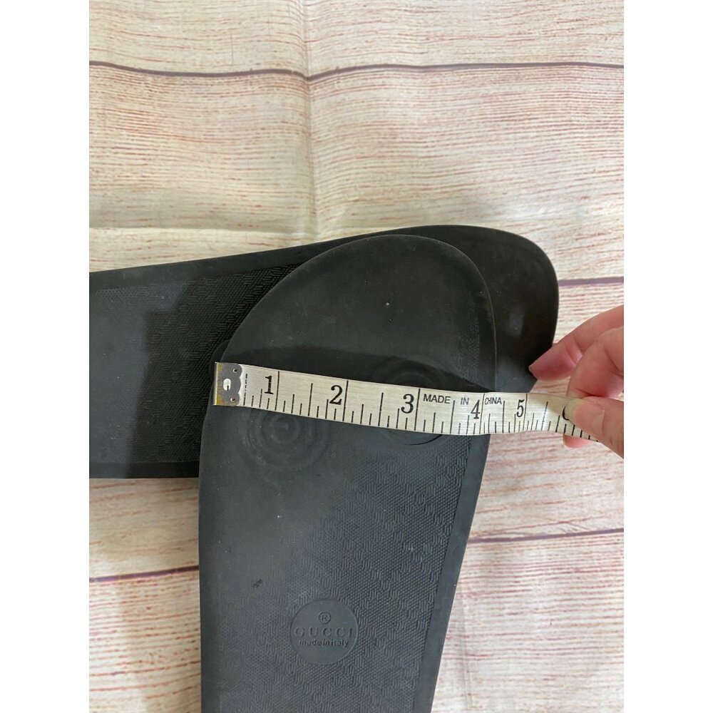 Gucci Men's Authentic Wolf GG Logo Print Brown Black Sandals Slides - 9 - Picture 12 of 16